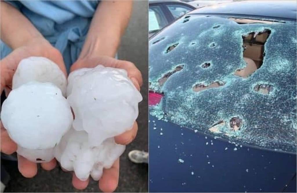 意大利数百辆汽车和房屋被冰雹损坏