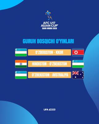 Ўзбекистон U-17 терма жамоасининг рақиблари ва ўйин саналари маълум
