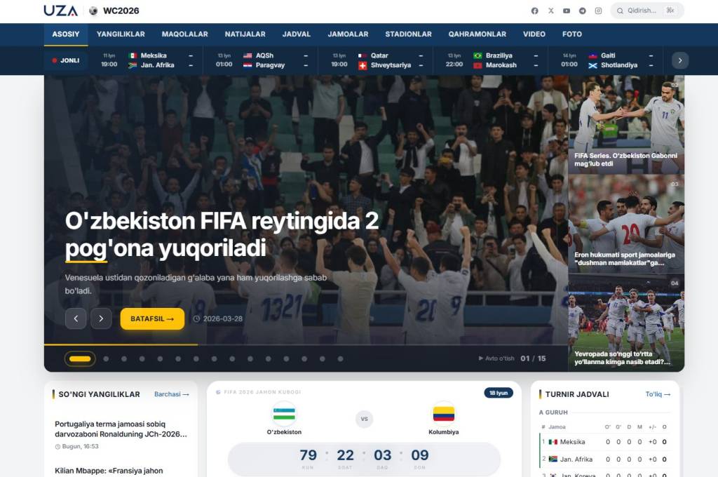 Ўзбекистон илк бор Мундиалда! Тарихий онларни ЎзА билан кузатинг!