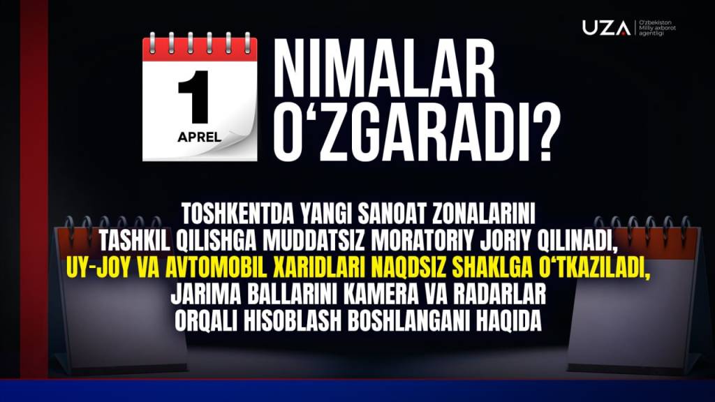 Qonunchilikda 1-apreldan nimalar o‘zgaradi? (+video)