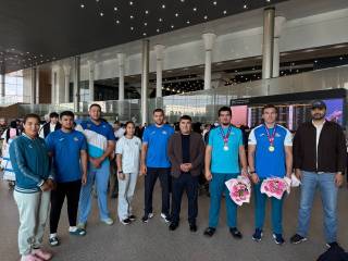 Osiyo chempionatida tarixiy natija qayd etgan atletlarimiz tantanali kutib olindi