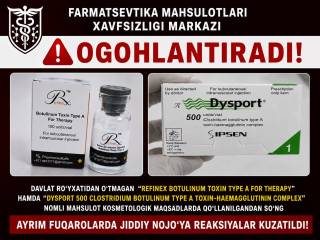 Farmatsevtika mahsulotlari xavfsizligi markazi ogohlantirish bilan chiqdi