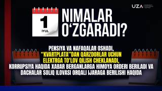 1-iyuldan qonunchilikda nimalar o‘zgaradi? (+video)