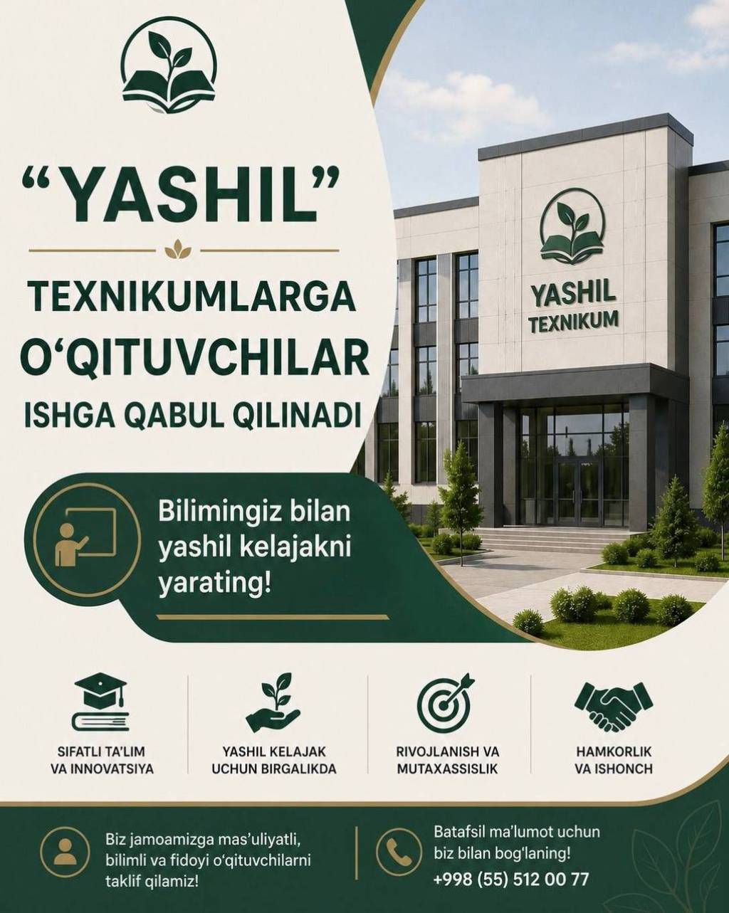 “Yashil” texnikumlar: ekologik ta’limda yangi bosqich