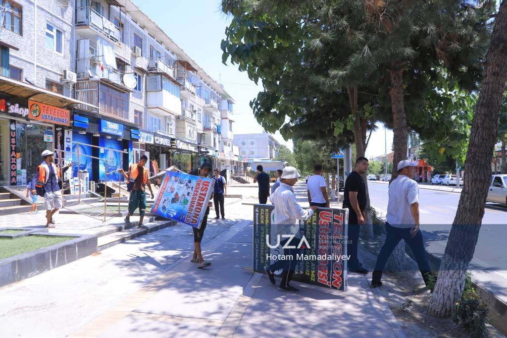 Давлатободда ноқонуний қурилмалар ва рухсатсиз ташқи реклама воситалари бартараф этилмоқда