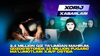 2,4 миллион қиз таълимдан маҳрум, Қозоғистонда 15 миллион фуқаро маълумотлари хавф остида - Хориж хабарлари