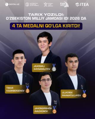 O‘zbekiston milliy jamoasi 38-Xalqaro informatika olimpiadasida 4 ta medalni qo‘lga kiritdi