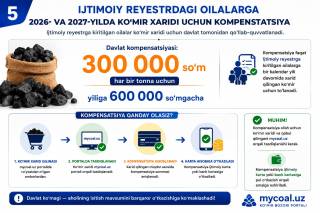 Ижтимоий реестрдаги оилаларга кўмир хариди учун 600 минг сўмгача компенсация берилади