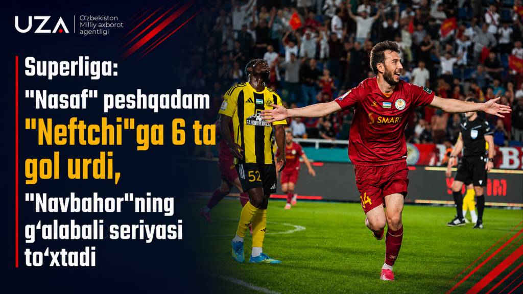 Superliga: "Nasaf" peshqadam "Neftchi"ga 6 ta gol urdi, "Navbahor"ning g‘alabali seriyasi to‘xtadi