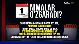 Qonunchilikda 1-oktabrdan nimalar o‘zgaradi? (+video)