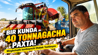 Bir kunda 40 tonnagacha paxta terayotgan kombaynchi