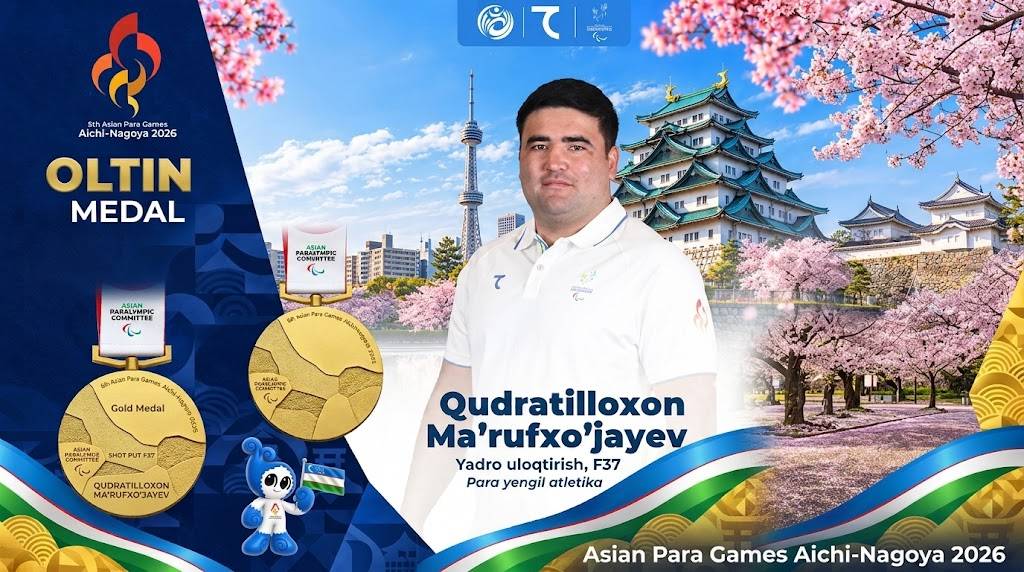 Қудратилло Маъруфхўжаев Параосиё ўйинларида рекорд ўрнатиб, чемпионга айланди